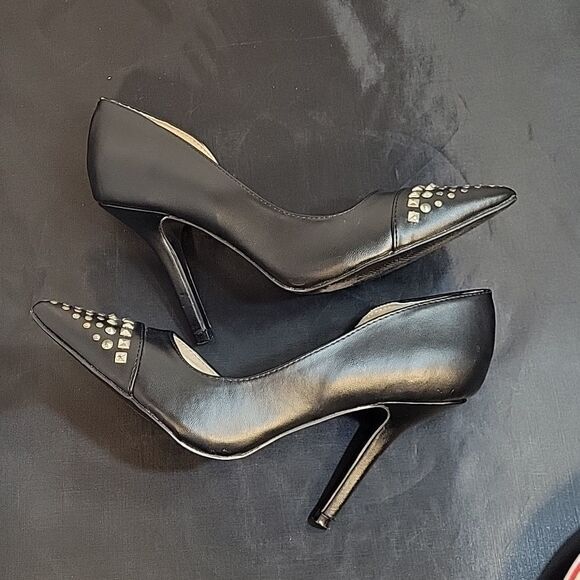 QUPID LEATHER UPPER POINTED TOE SEQUIN BEADED HIGH HEEL D'ORSAY SHOE - Picture 8 of 12